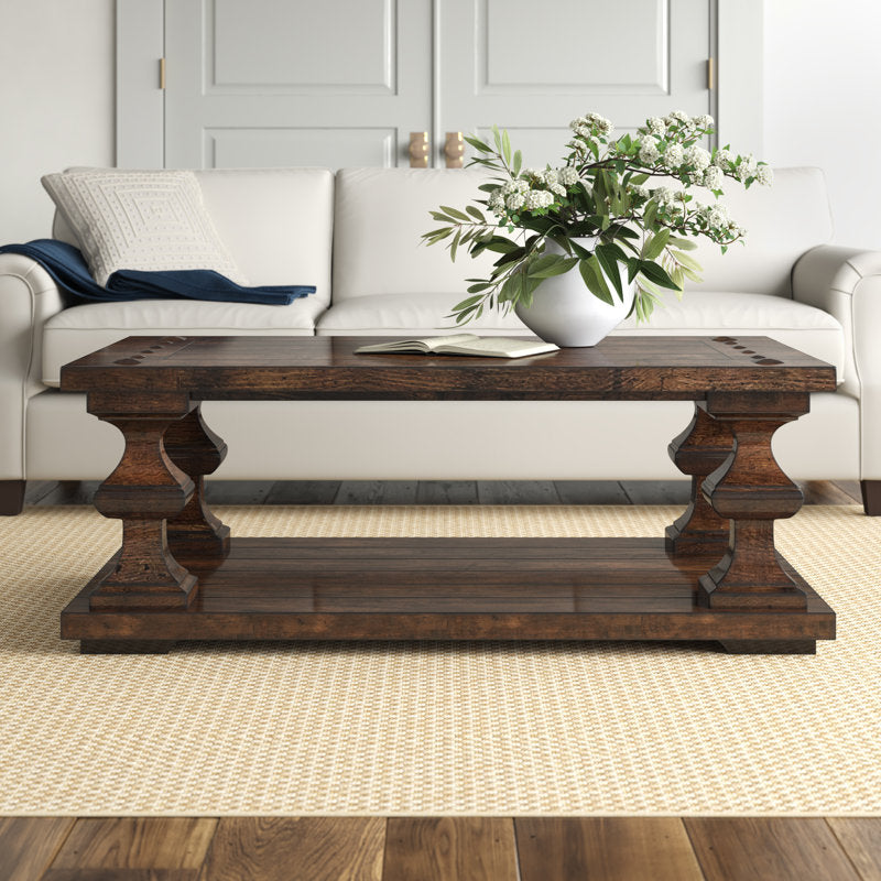 Luxury wooden center table with storage shelf