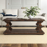 Luxury wooden center table with storage shelf