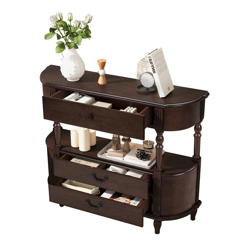 Traditional living room console table in solid teak wood