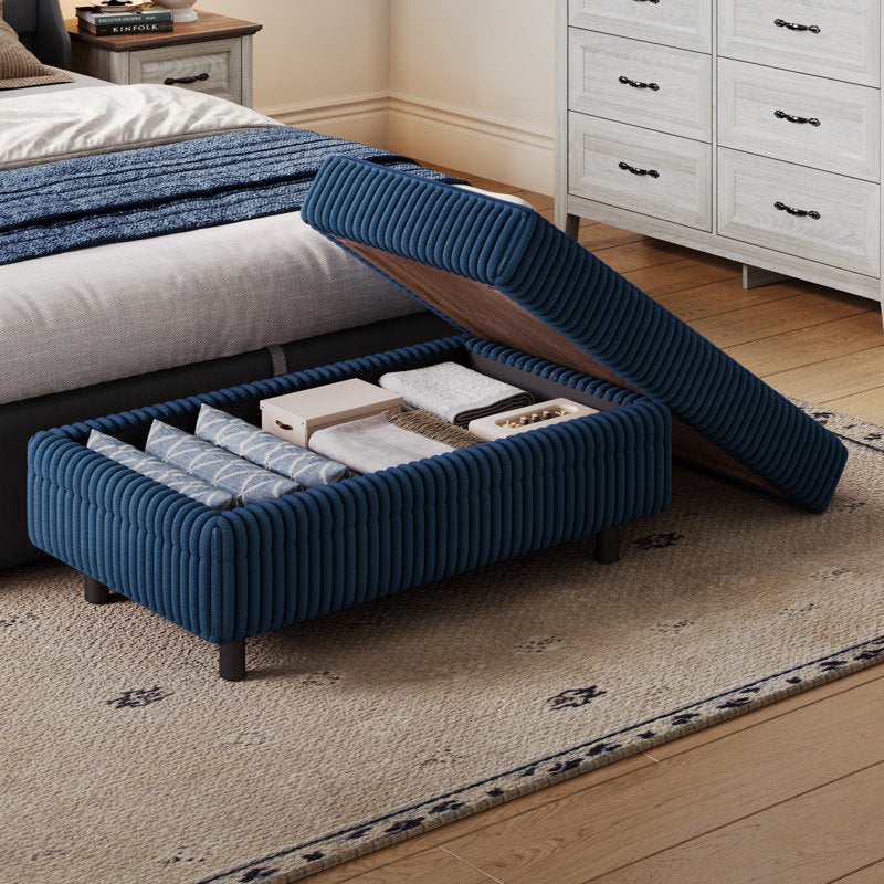 Modern luxury teak wood ottoman coffee table with storage