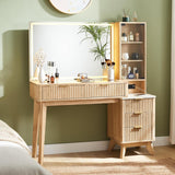 Modern wooden vanity table with mirror and drawers