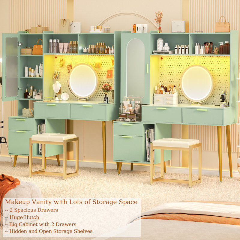Premium teak wood makeup station with storage