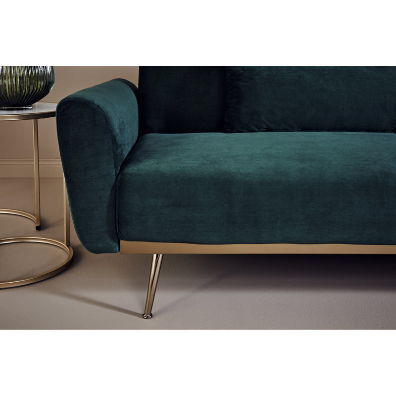 Designer living room sofa in teal velvet finish