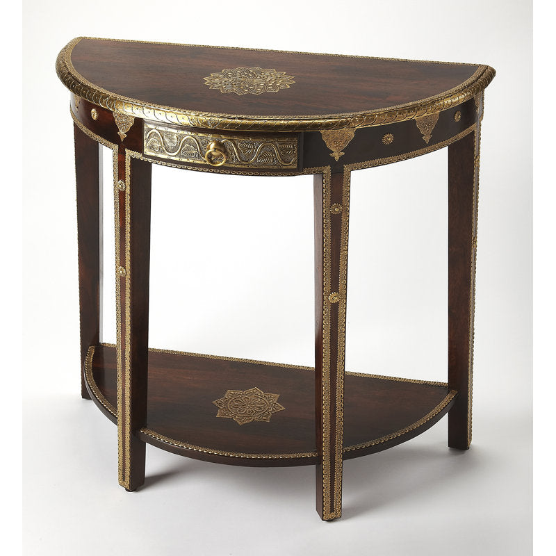 Antique style wooden console table with shelf