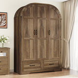 Premium teak wood armoire wardrobe with rustic brown finish