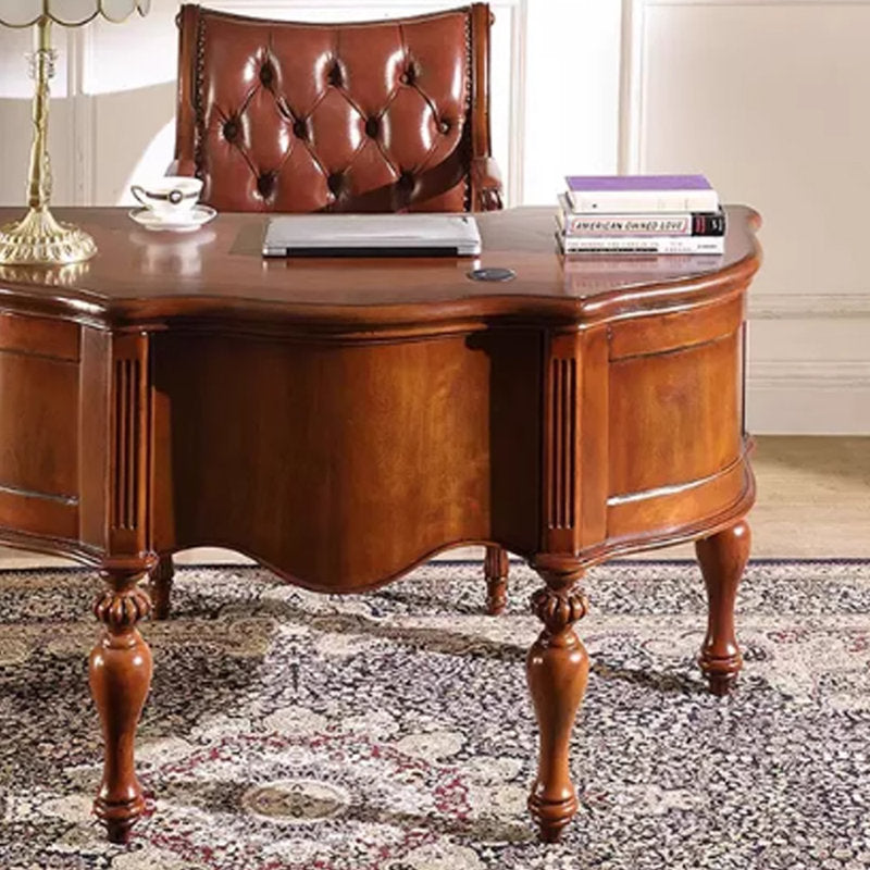Traditional wooden office desk crafted from premium teak wood