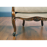traditional teak wood accent chair with lumbar pillow