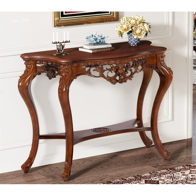 Premium walnut finish teak wood console table for luxury interiors