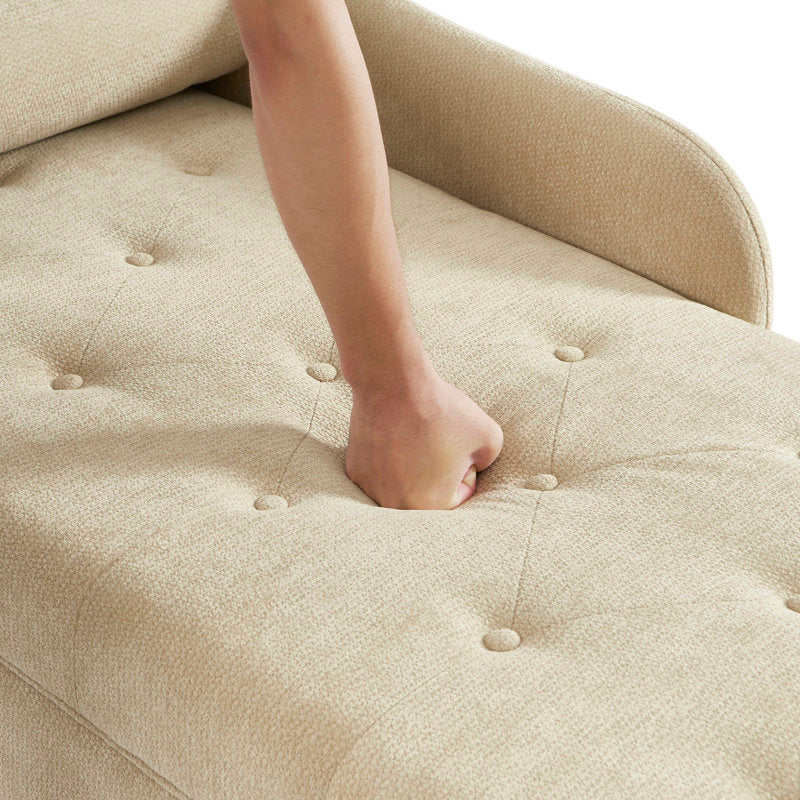 Beige classic style wooden leg chaise