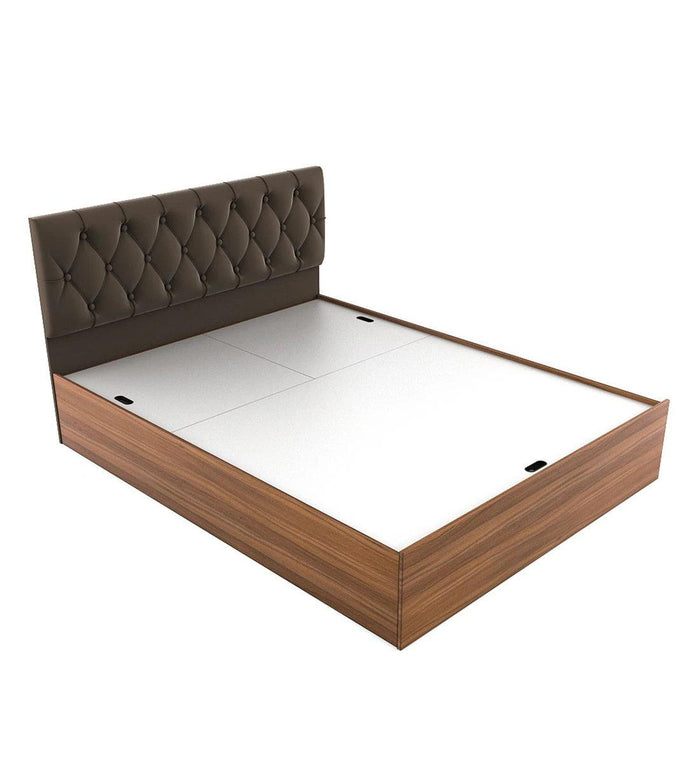 Contemporary bed with fabric tufted headboard