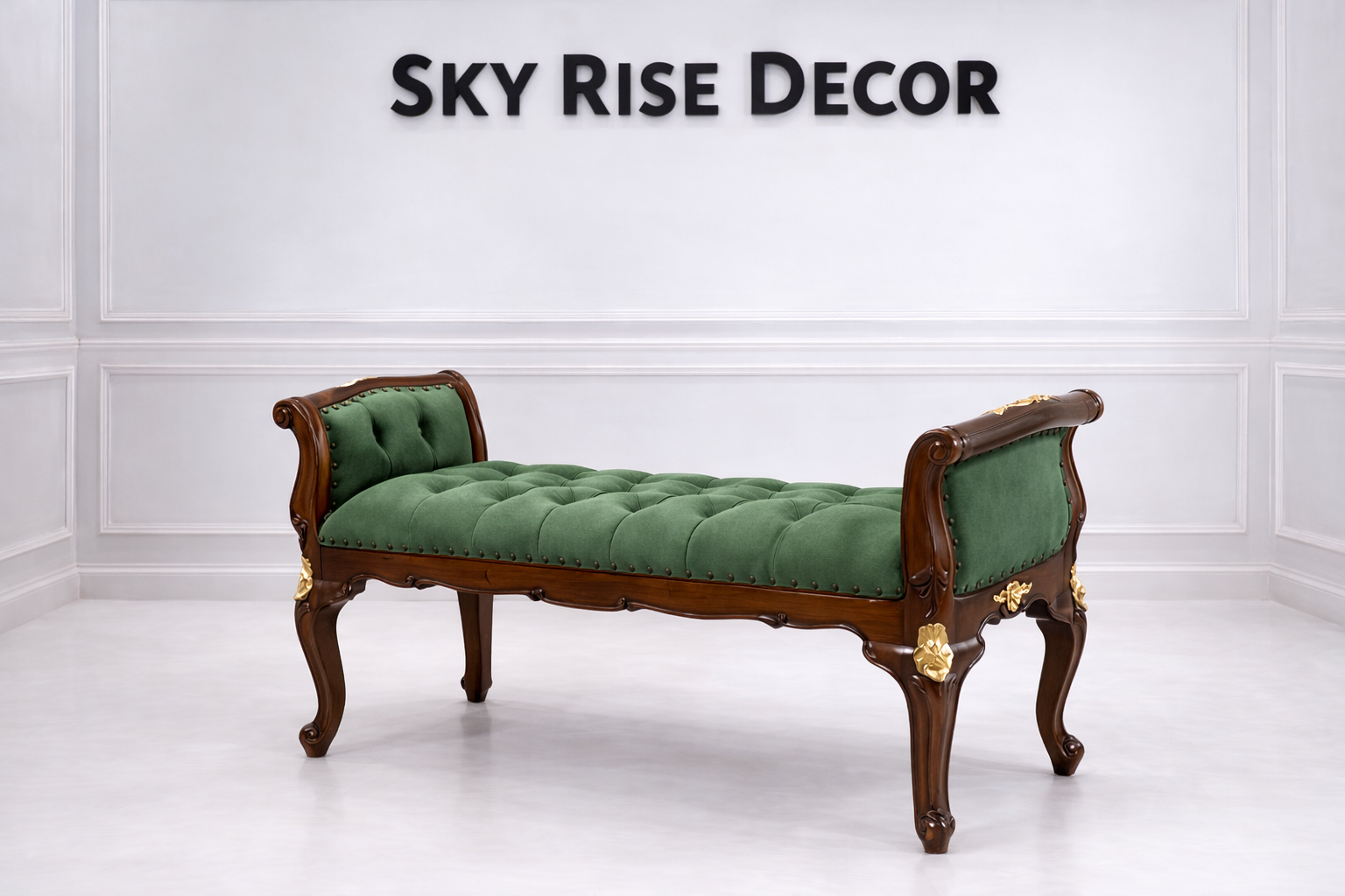 Classic wooden bench made from solid teak wood for living room and bedroom
