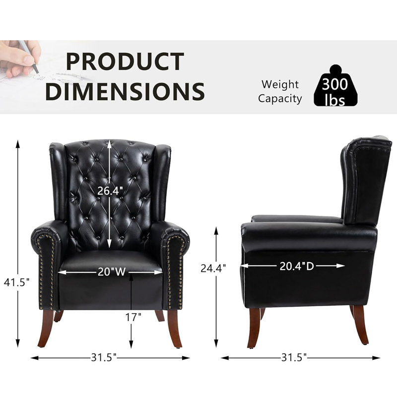 Classic Wingback Chair with Nailhead Trim