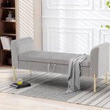 Upholstered end of bed storage bench with hidden compartment
