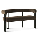 Luxury 2 Seater Metal Frame Sofa Bench | Modern Fabric Upholstered Couch | Sky Rise Decor Designer Seating