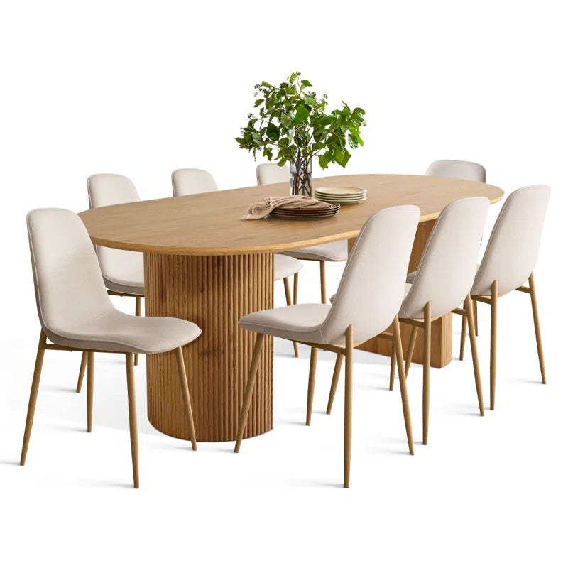 Contemporary dining furniture set with fluted base