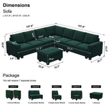 Premium L shaped sofa with tufted cushions and ottoman