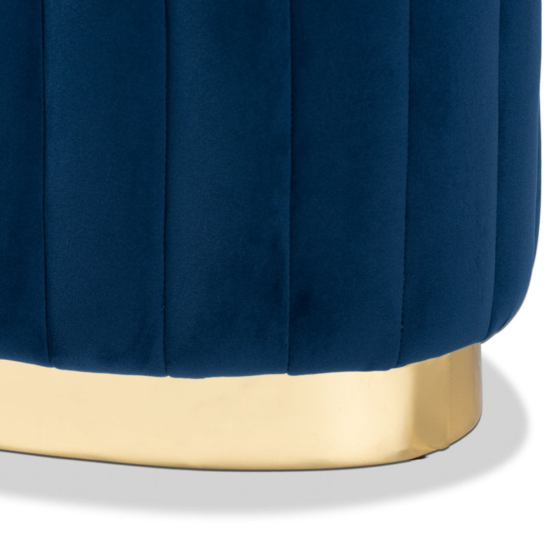 Luxury living room ottoman bench in royal blue velvet