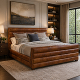 Luxury modern bed frame with channel tufted design