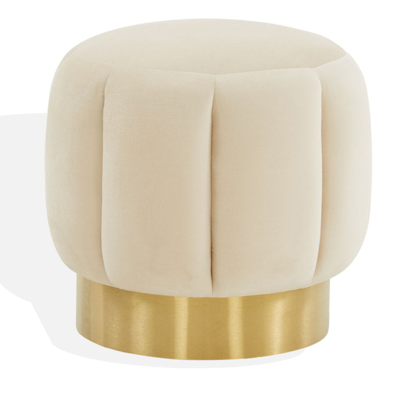Designer cream vanity stool with gold metal base