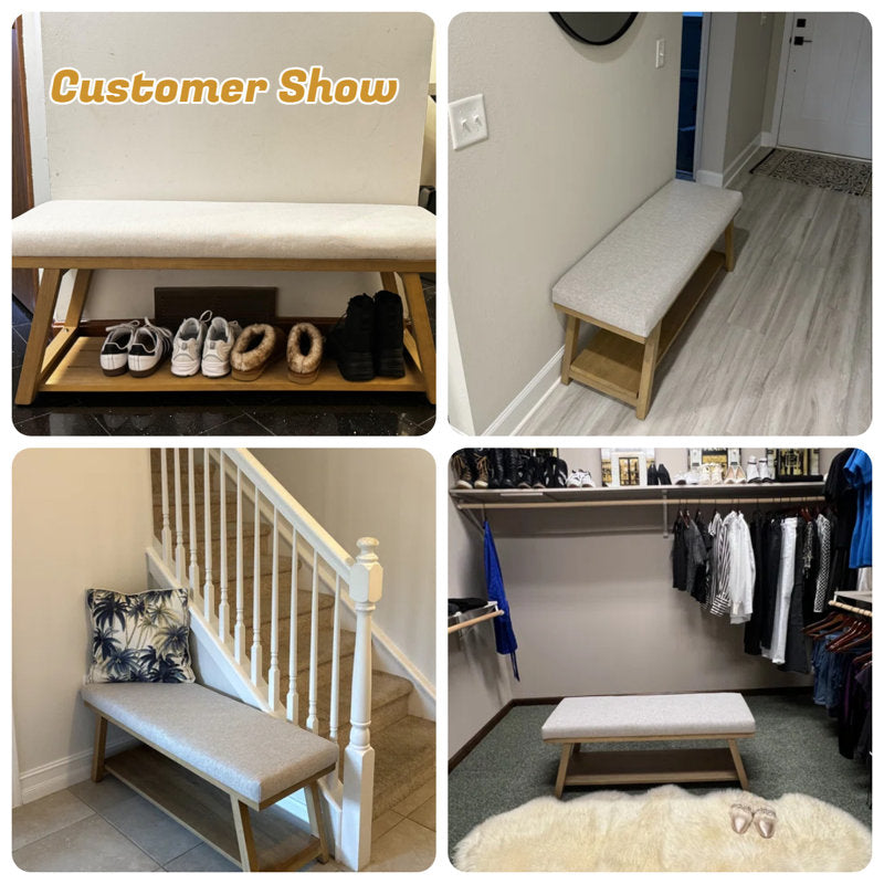 entryway shoe bench teak wood