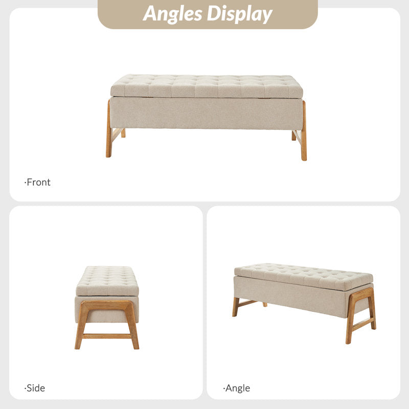 Modern wooden bedroom bench with cushion