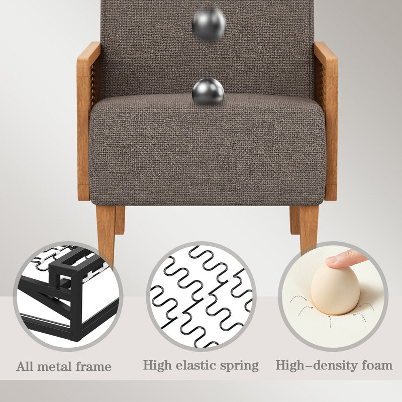 Natural teak wood upholstered accent chair for home décor