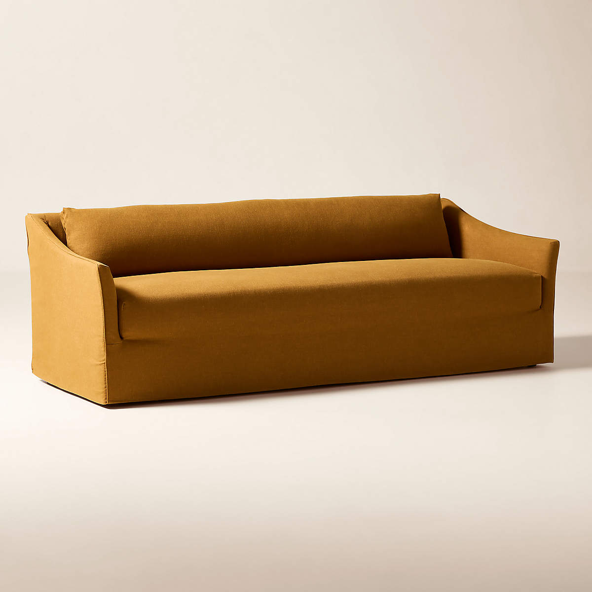 Elegant mustard gold luxury sofa by Sky Rise Decor