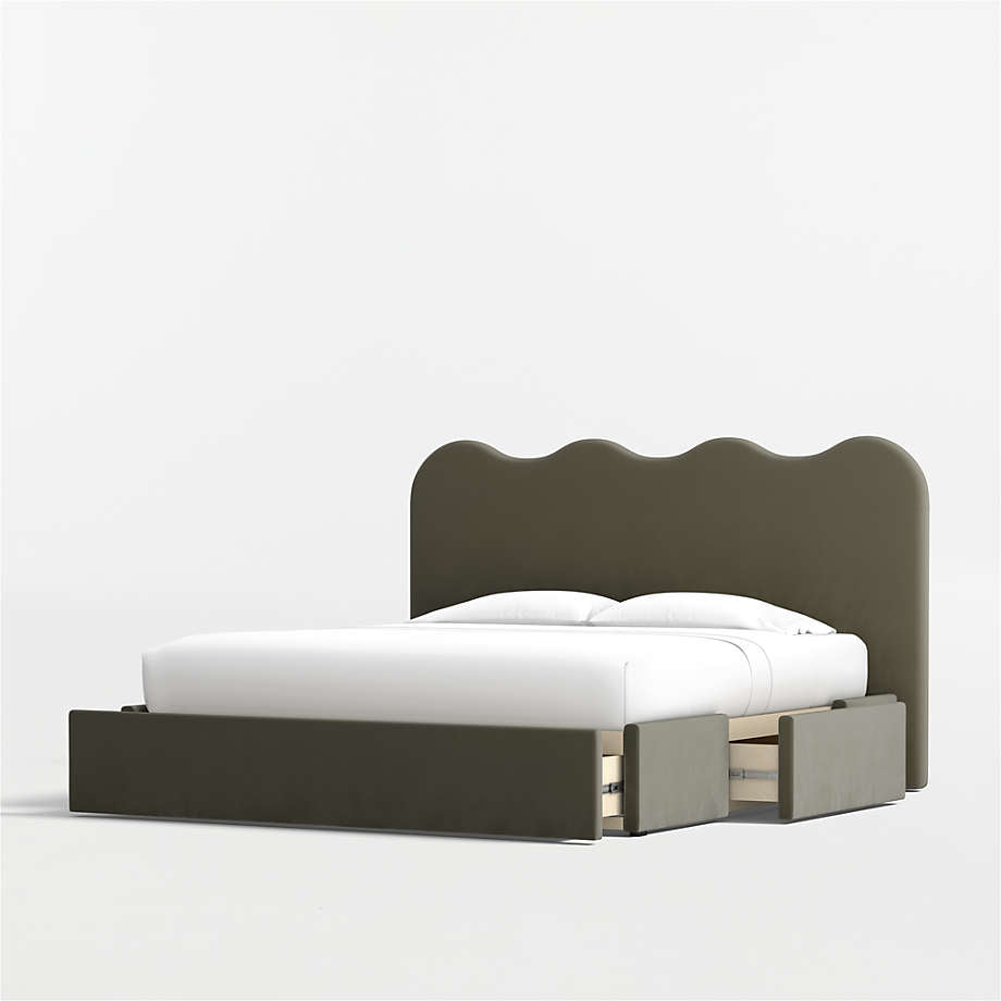 Designer luxury bed frame with curved headboard