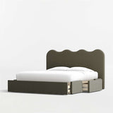 Designer luxury bed frame with curved headboard