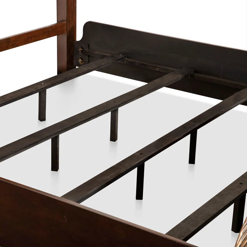 Tufted leather and wood classic bed