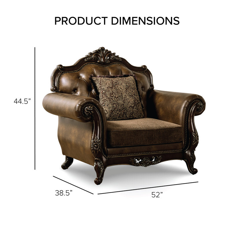 Luxury teak wood royal armchair with carved wooden frame