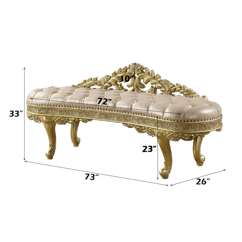 Elegant living room upholstered teak bench