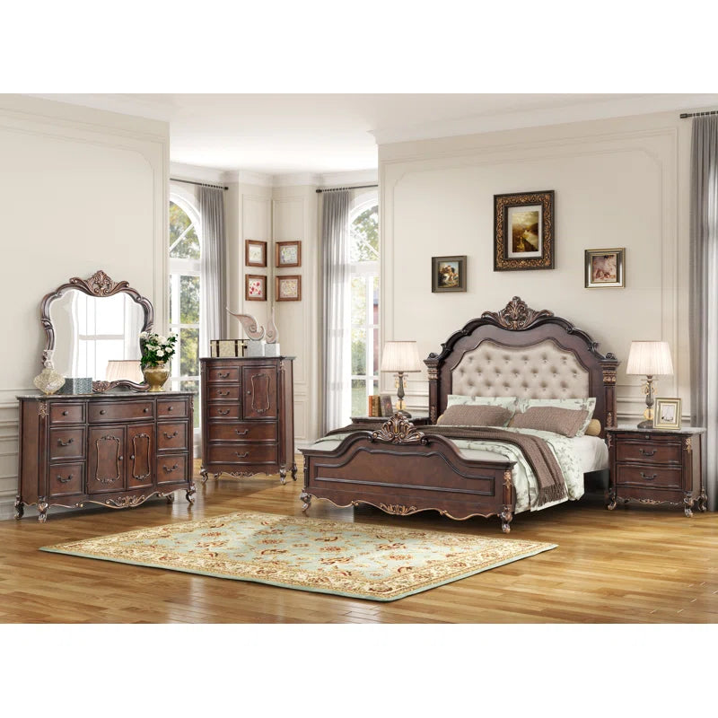 Elegant bedroom furniture with upholstered headboard