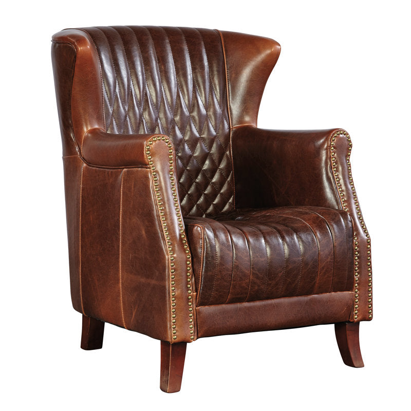Classic wingback leather chair for office and lounge