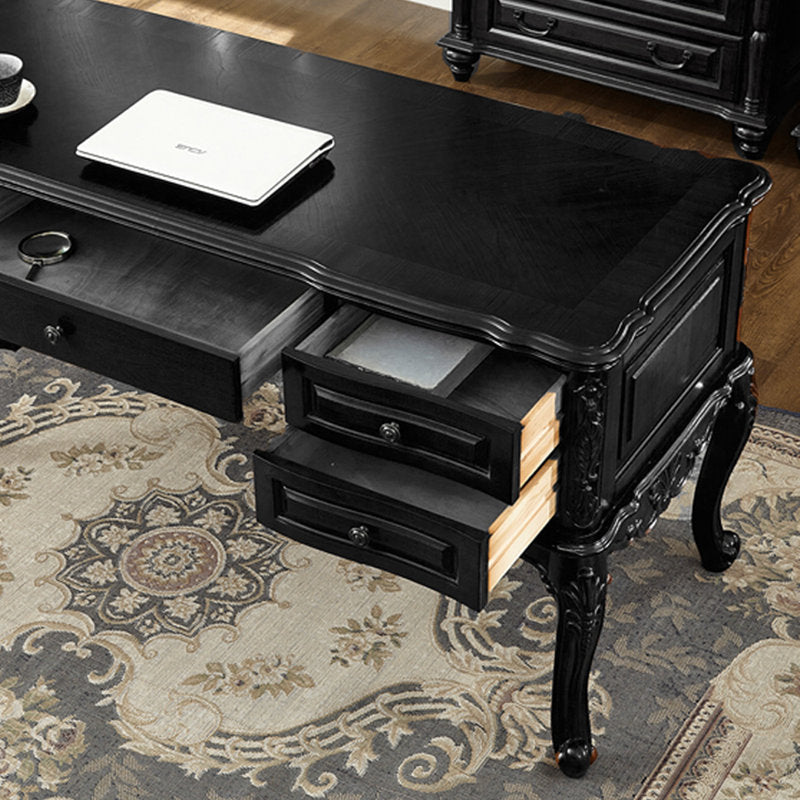 Classic black finish teak wood desk