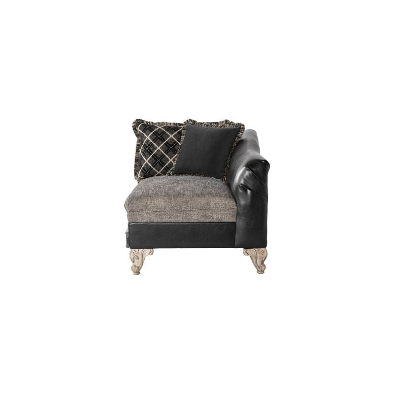 Black leather finish chaise with carved legs