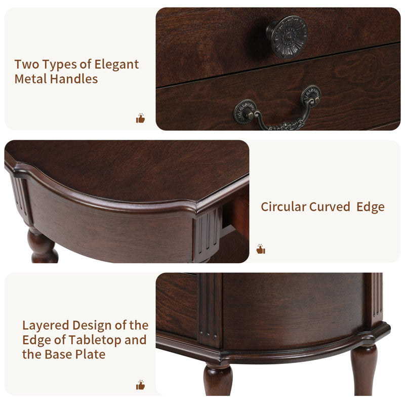 Solid wood hallway furniture with decorative legs