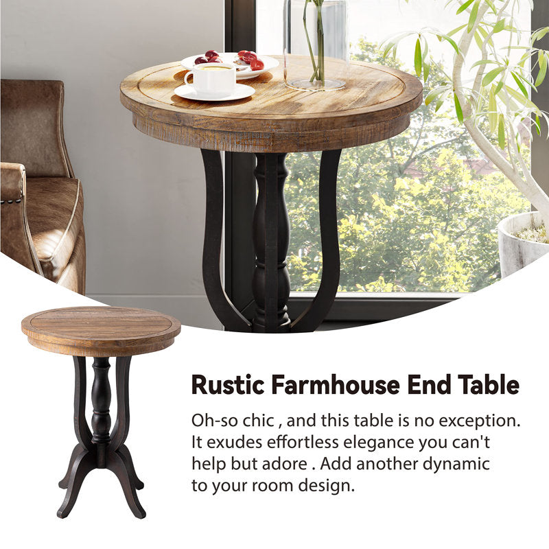 Rustic handcrafted teak wood side table