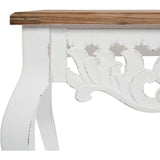 Handcrafted solid teak wood entryway console table with distressed finish