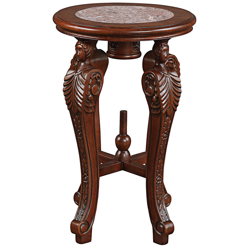 Luxury round teak wood accent table for living room décor