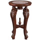 Luxury round teak wood accent table for living room décor