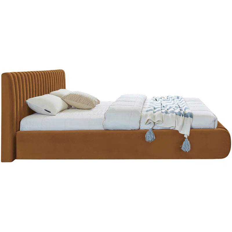 High-quality fabric bed with wooden structure