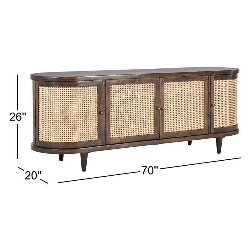 Curved wooden storage cabinet for living room décor