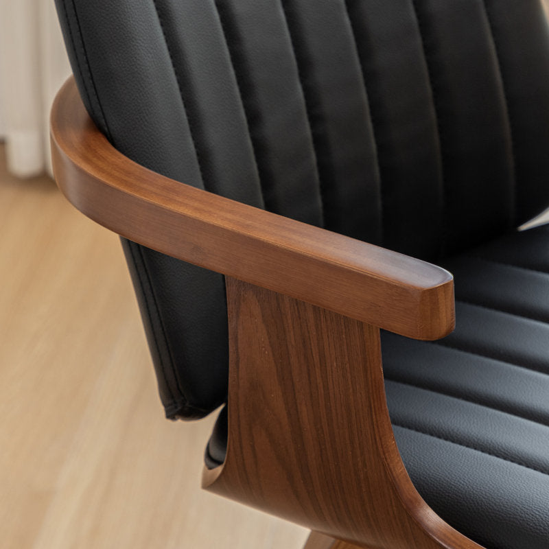Elegant walnut finish wooden arm chair