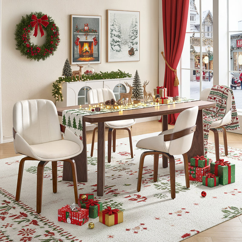 Modern dining furniture set with upholstered seating