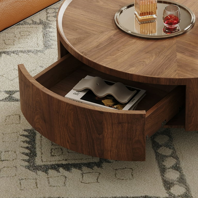 Minimalist walnut coffee table with concealed storage