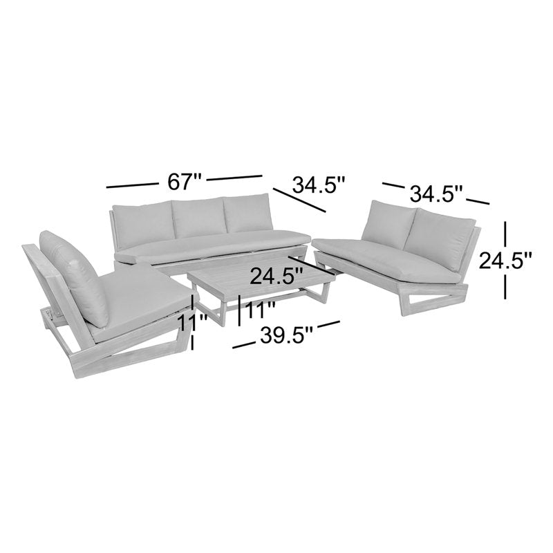 Contemporary teak wood terrace furniture