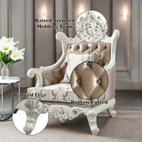 Luxury White Teak Wood Accent Chair with Velvet Upholstery