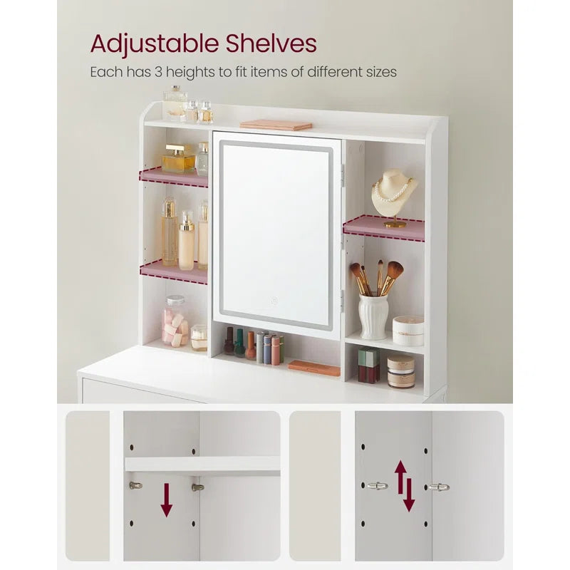 minimalist vanity desk with compartments