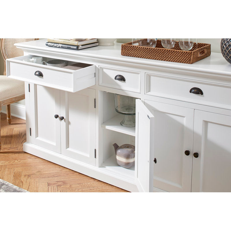 Handcrafted white teak wood buffet cabinet furniture